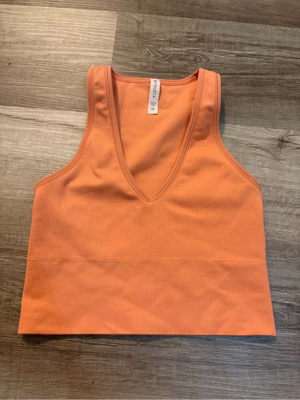 Athleta Orange Ribbed V-Neck Cropped Tank